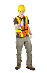 Image showing Happy construction worker showing thumbs up