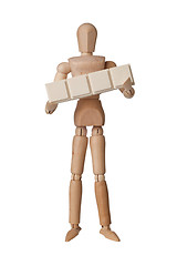 Image showing Figurine with four empty text blocks