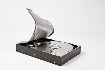 Image showing Close up of open hard disk