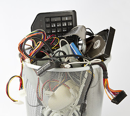 Image showing electronic parts from computers in trash can