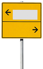 Image showing yellow direction sign (clipping path included)