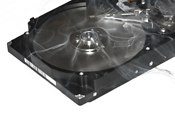 Image showing Hard disk drive with smoke