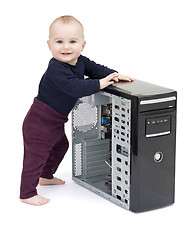 Image showing young child with open computer