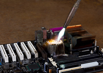 Image showing overheating a heat sink on computer board