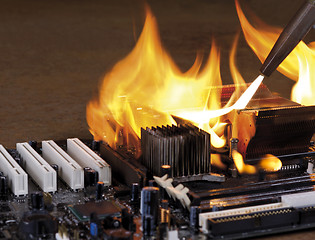 Image showing burning computer main board