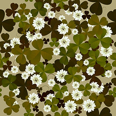 Image showing A seamless floral pattern with clovers