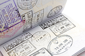 Image showing Passport and stamps