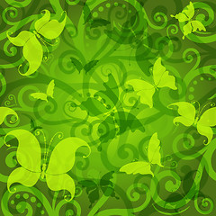 Image showing Green floral pattern