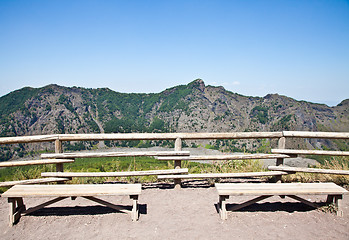 Image showing Bench in front Vesuvius crater