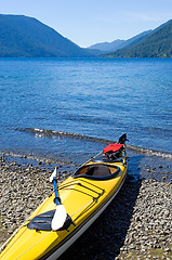 Image showing Kayak on glacier lake