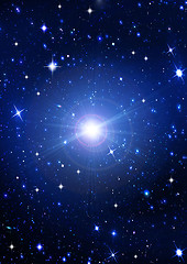 Image showing Bright  stars in the night dark blue sky