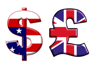 Image showing Currency signs: USD and England Pounds. Isolated