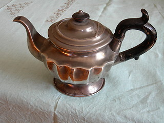 Image showing Old tea pot in pewter
