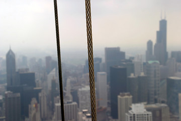 Image showing Chicago - Downtown with window-cleaning cables
