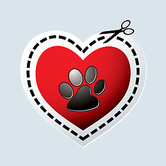 Image showing Dog paw heart