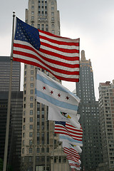 Image showing USA-Chicago-Illinois Flags