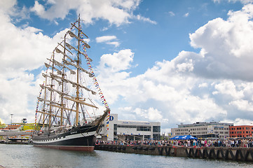 Image showing TALLINN, ESTONIA - JULY 16 - Krusenshtern standing in the dock on the 