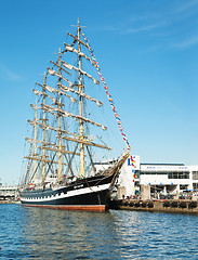 Image showing TALLINN, ESTONIA - JULY 17 - Krusenshtern standing in the dock o