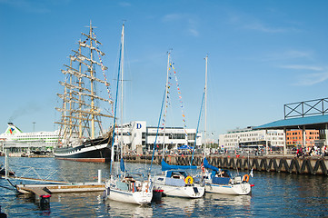 Image showing TALLINN, ESTONIA - JULY 17 - Krusenshtern standing in the dock o