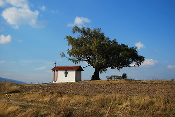 Image showing Chapel, cross and tree