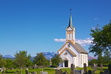 Image showing Norwegian church in Forvik, Norway