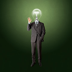 Image showing full length business male with lamp-head