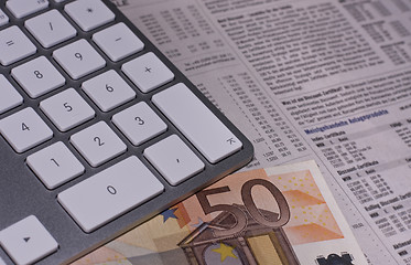 Image showing keyboard-money-newspaper