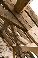 Image showing wooden framework on ancient roof