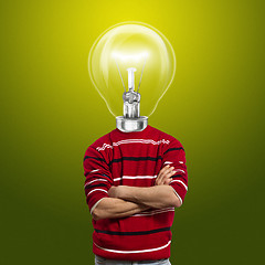 Image showing male in red and lamp-head