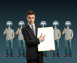 Image showing lamp head businesspeople shows well done