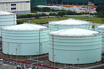 Image showing large metal oil storage tank