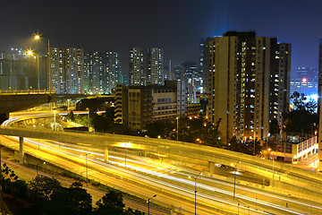 Image showing traffic and highway at night