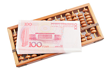 Image showing abacus and china money banknote