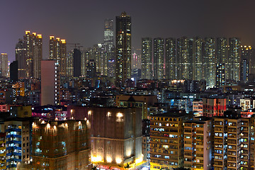 Image showing Hong Kong downtown with many building at night