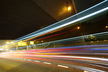 Image showing light trails in mega city highway