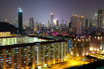 Image showing Hong Kong downtown with many building at night