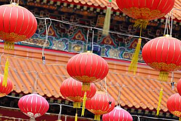 Image showing red lantern in chinese temple