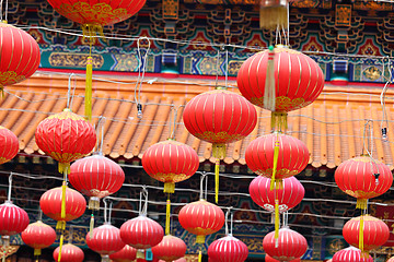 Image showing red lantern in chinese temple