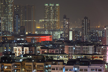 Image showing Hong Kong downtown with many building at night