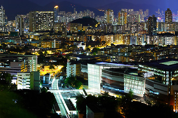 Image showing Hong Kong downtown with many building at night