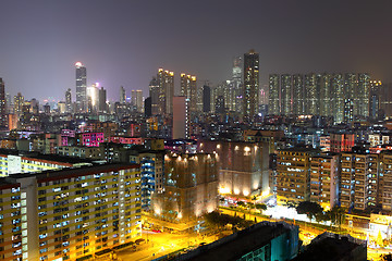 Image showing apartment buildings at night