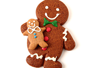 Image showing Gingerbread man cookies on white background