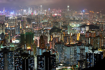 Image showing Hong Kong downtown with many building at night