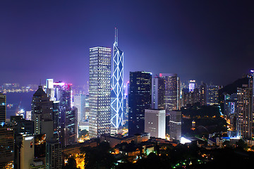 Image showing Hong Kong with crowded buildings at night