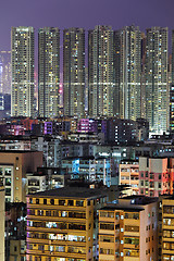 Image showing Hong Kong downtown with many building at night