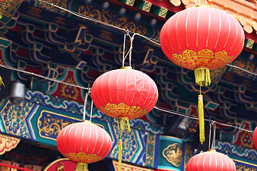 Image showing red lantern in chinese temple