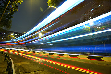 Image showing light trails in mega city highway