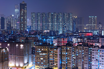 Image showing Hong Kong downtown with many building at night