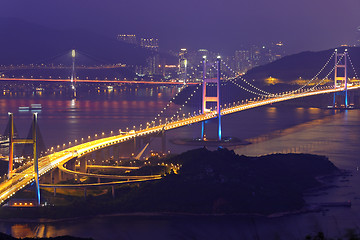 Image showing Tsing Ma Bridge in Hong Kong