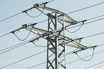 Image showing High voltage poles and wires